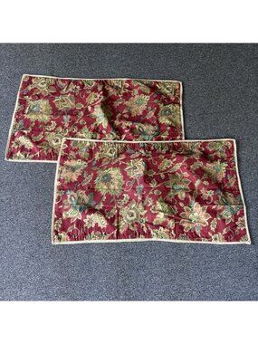 CHAPS Home Pair/Set of 2 King Size Annabelle Pillow Shams Red Floral Print NEW